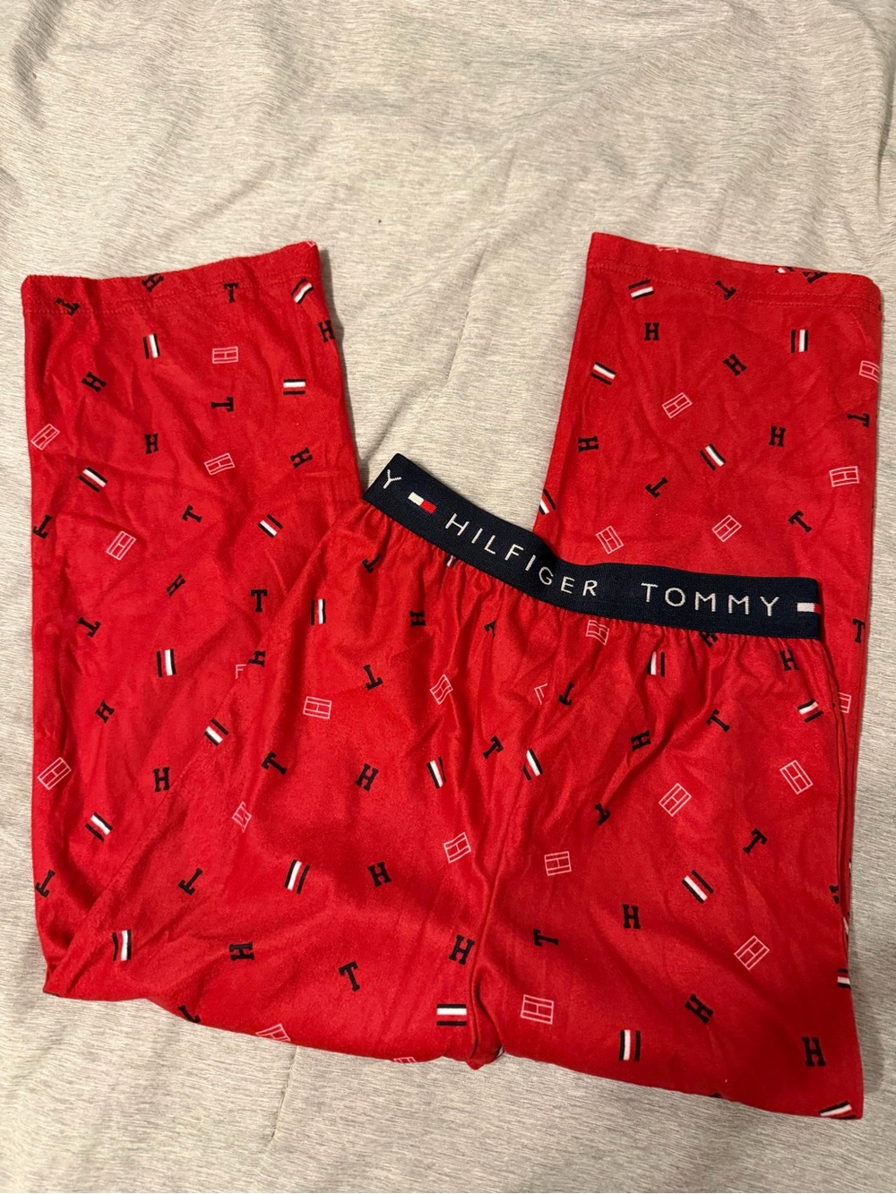 Tommy Hilfiger Red Logo-Print Kids Pajama Pants with Navy Waistband
